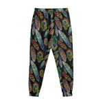 Vintage Feather Pattern Print Sweatpants