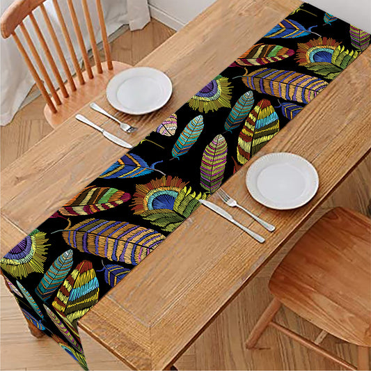 Vintage Feather Pattern Print Table Runner