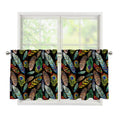 Vintage Feather Pattern Print Tier Curtains