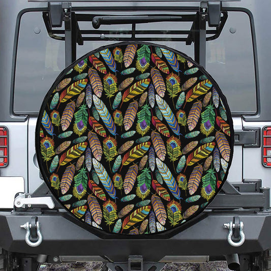 Vintage Feather Pattern Print Tire Cover