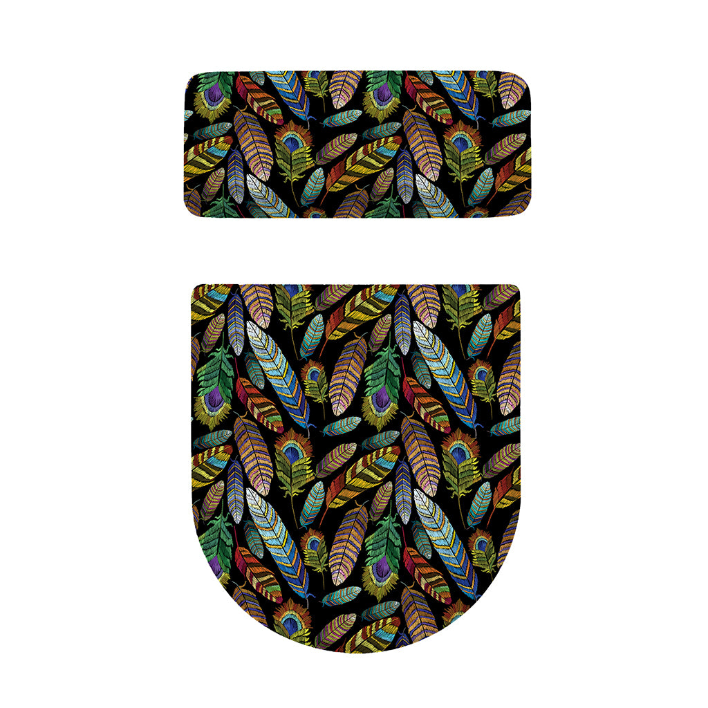 Vintage Feather Pattern Print Toilet Lid And Tank Cover Set
