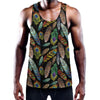 Vintage Feather Pattern Print Training Tank Top