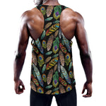 Vintage Feather Pattern Print Training Tank Top