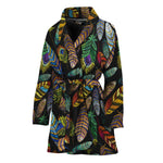 Vintage Feather Pattern Print Women's Bathrobe