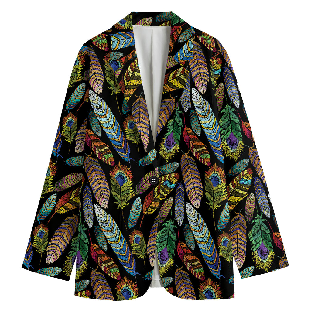 Vintage Feather Pattern Print Women's Blazer