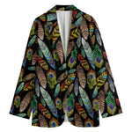 Vintage Feather Pattern Print Women's Blazer