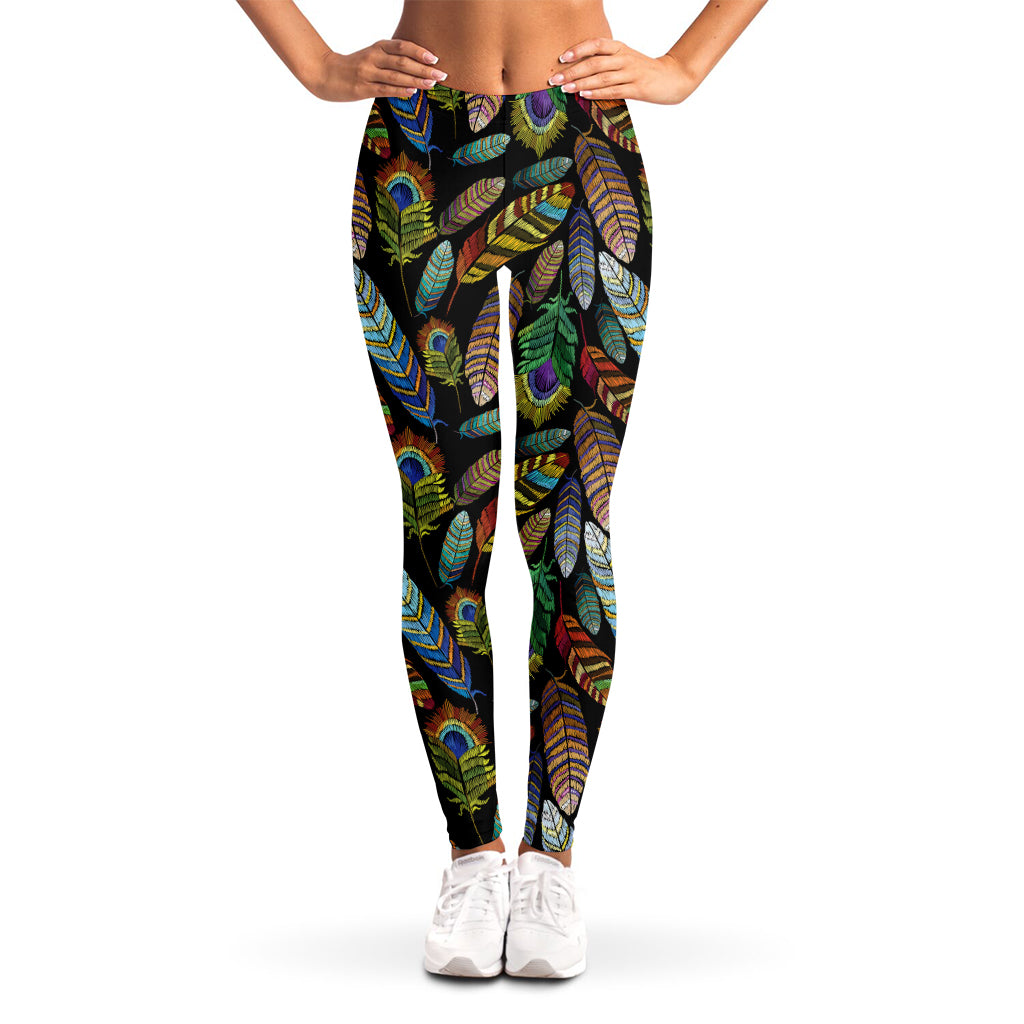 Vintage Feather Pattern Print Women's Leggings