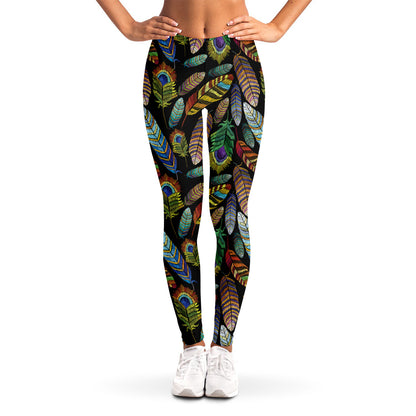 Vintage Feather Pattern Print Women's Leggings