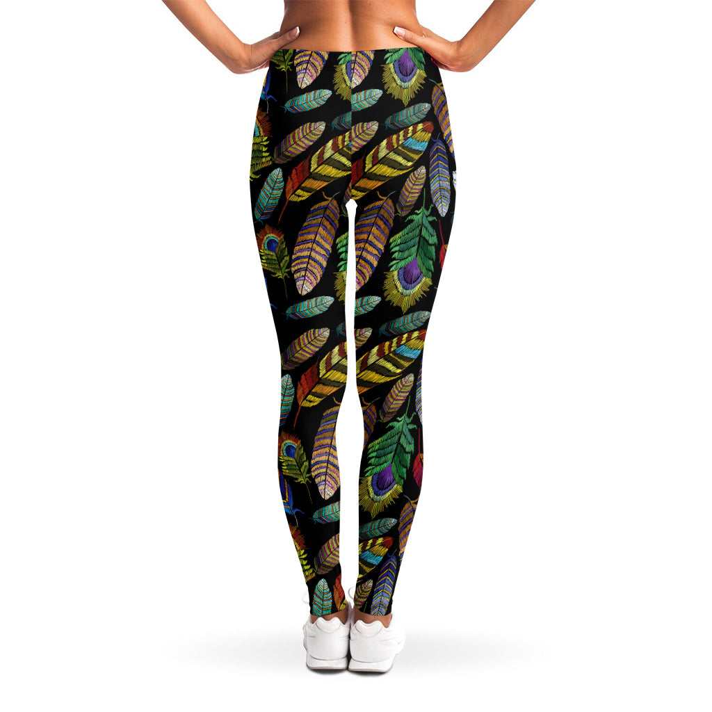 Vintage Feather Pattern Print Women's Leggings