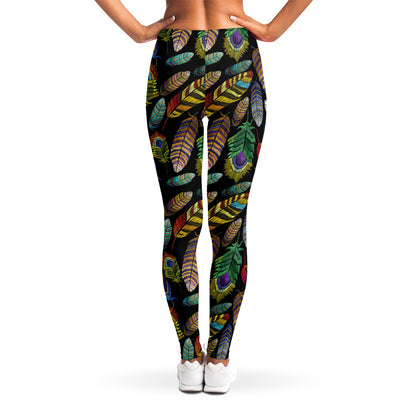 Vintage Feather Pattern Print Women's Leggings