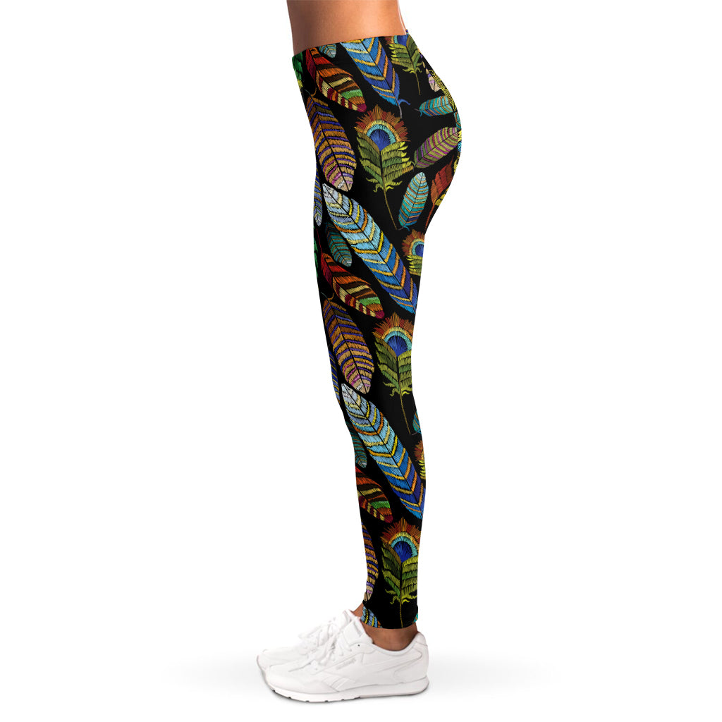 Vintage Feather Pattern Print Women's Leggings