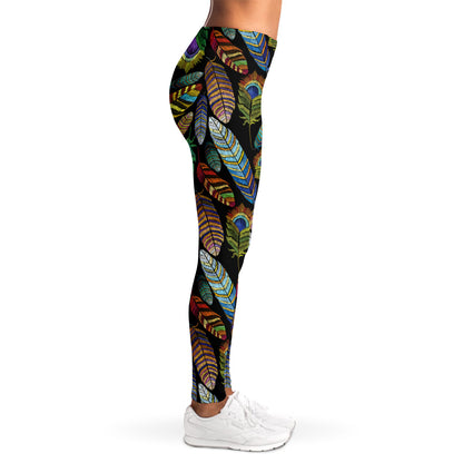 Vintage Feather Pattern Print Women's Leggings