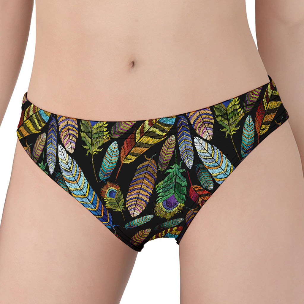 Vintage Feather Pattern Print Women's Panties