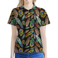 Vintage Feather Pattern Print Women's Polo Shirt