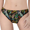 Vintage Feather Pattern Print Women's Thong