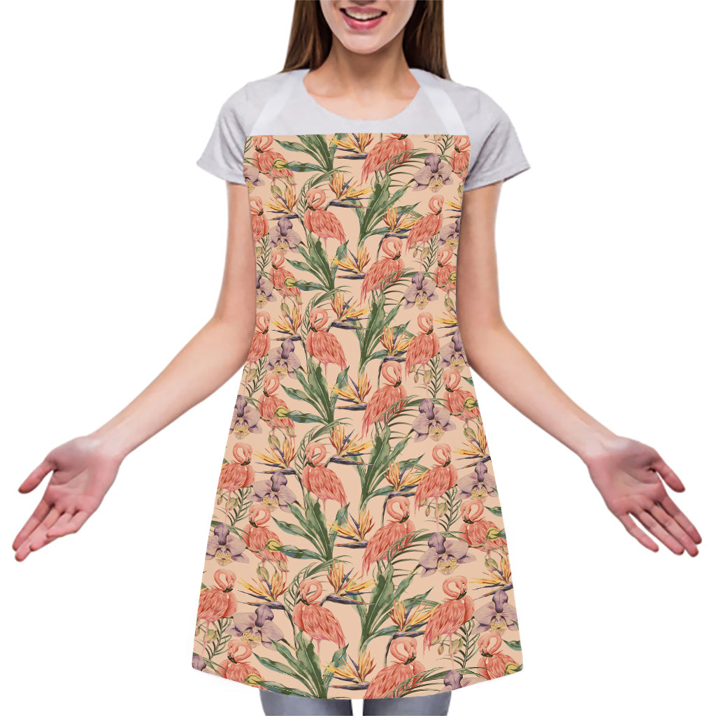 Vintage Flamingo Pattern Print Adjustable Apron