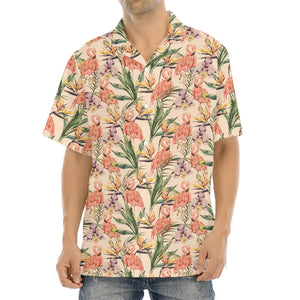 Vintage Flamingo Pattern Print Aloha Shirt