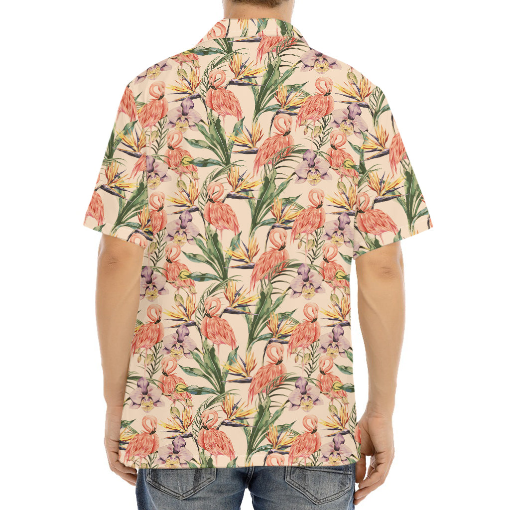 Vintage Flamingo Pattern Print Aloha Shirt