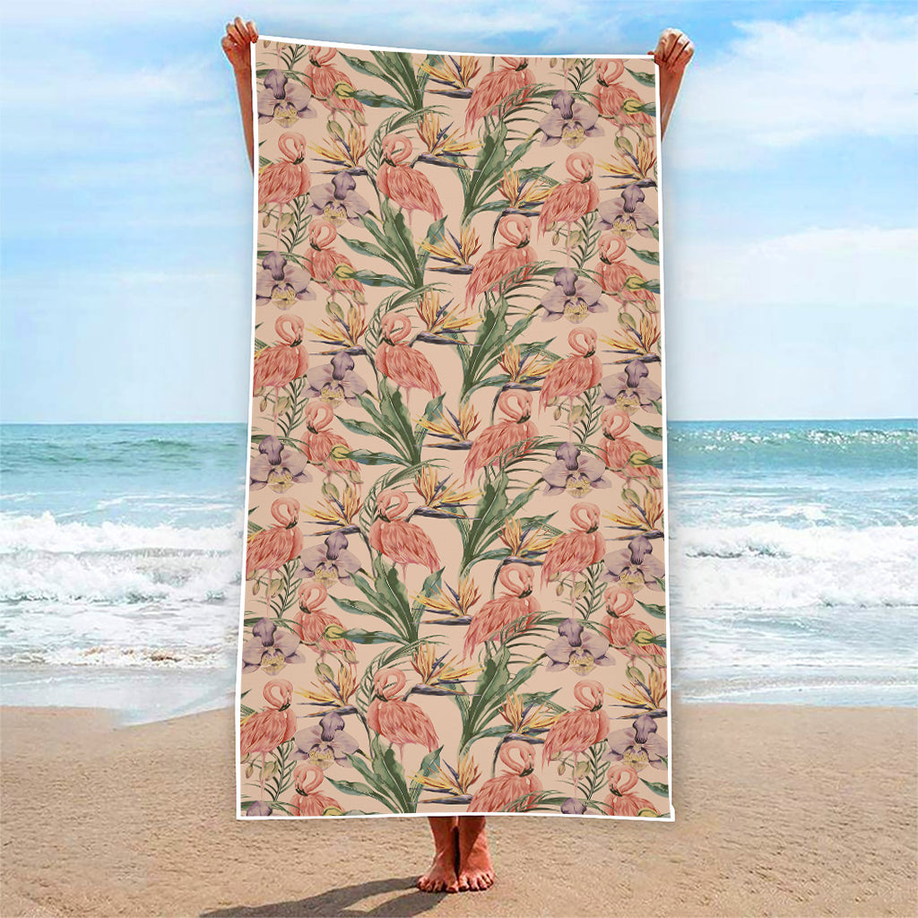 Vintage Flamingo Pattern Print Beach Towel