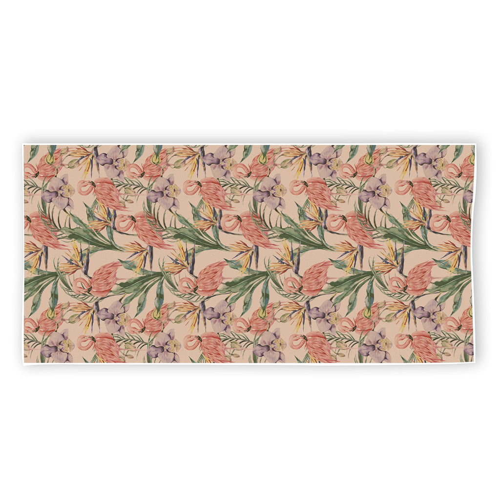 Vintage Flamingo Pattern Print Beach Towel