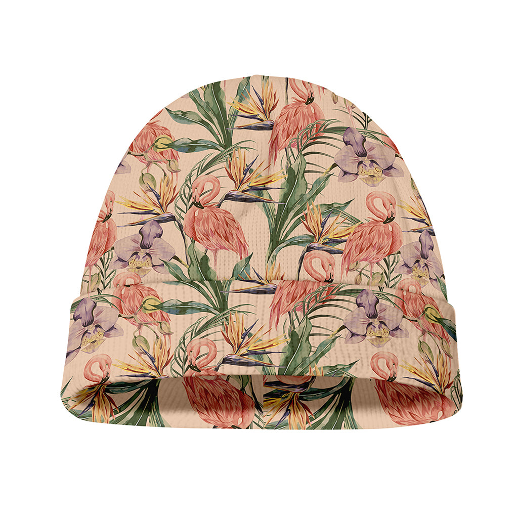 Vintage Flamingo Pattern Print Beanie