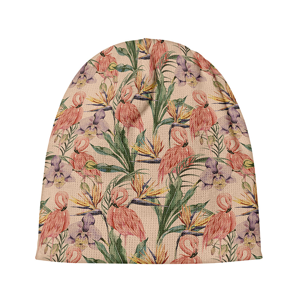 Vintage Flamingo Pattern Print Beanie