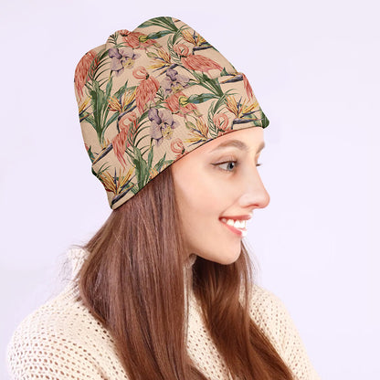 Vintage Flamingo Pattern Print Beanie