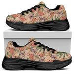 Vintage Flamingo Pattern Print Black Chunky Shoes