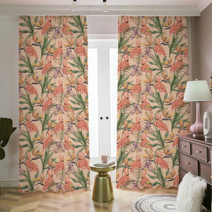 Vintage Flamingo Pattern Print Blackout Pencil Pleat Curtains