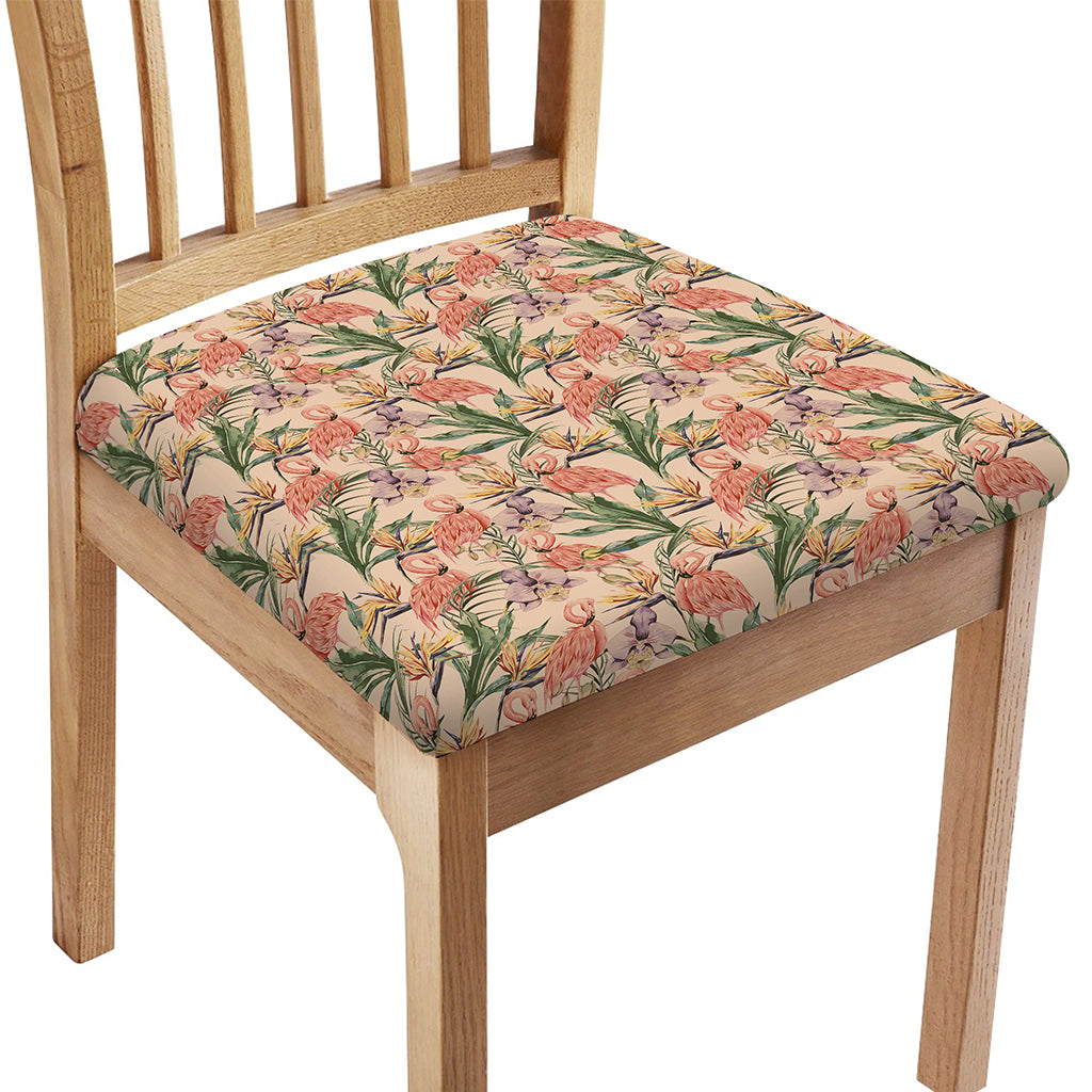 Vintage Flamingo Pattern Print Chair Cushion Cover