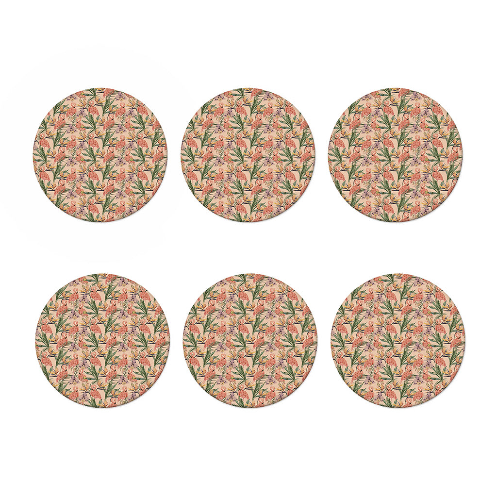 Vintage Flamingo Pattern Print Coaster Set