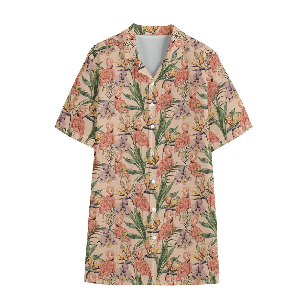 Vintage Flamingo Pattern Print Cotton Hawaiian Shirt