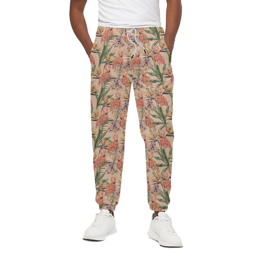 Vintage Flamingo Pattern Print Cotton Pants