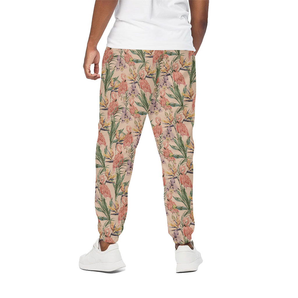 Vintage Flamingo Pattern Print Cotton Pants