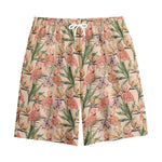 Vintage Flamingo Pattern Print Cotton Shorts