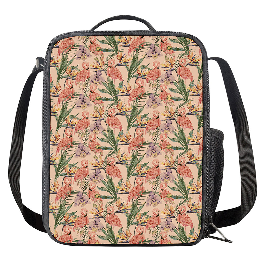 Vintage Flamingo Pattern Print Crossbody Lunch Bag