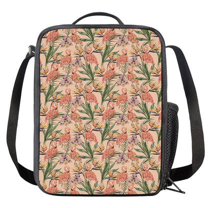 Vintage Flamingo Pattern Print Crossbody Lunch Bag