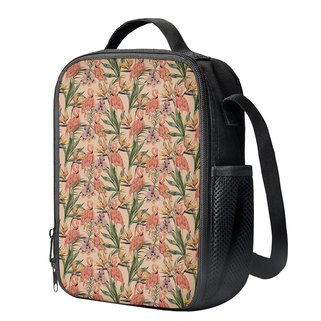 Vintage Flamingo Pattern Print Crossbody Lunch Bag