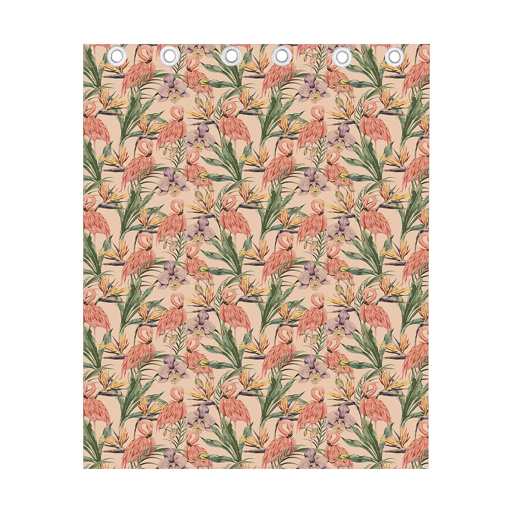 Vintage Flamingo Pattern Print Curtain