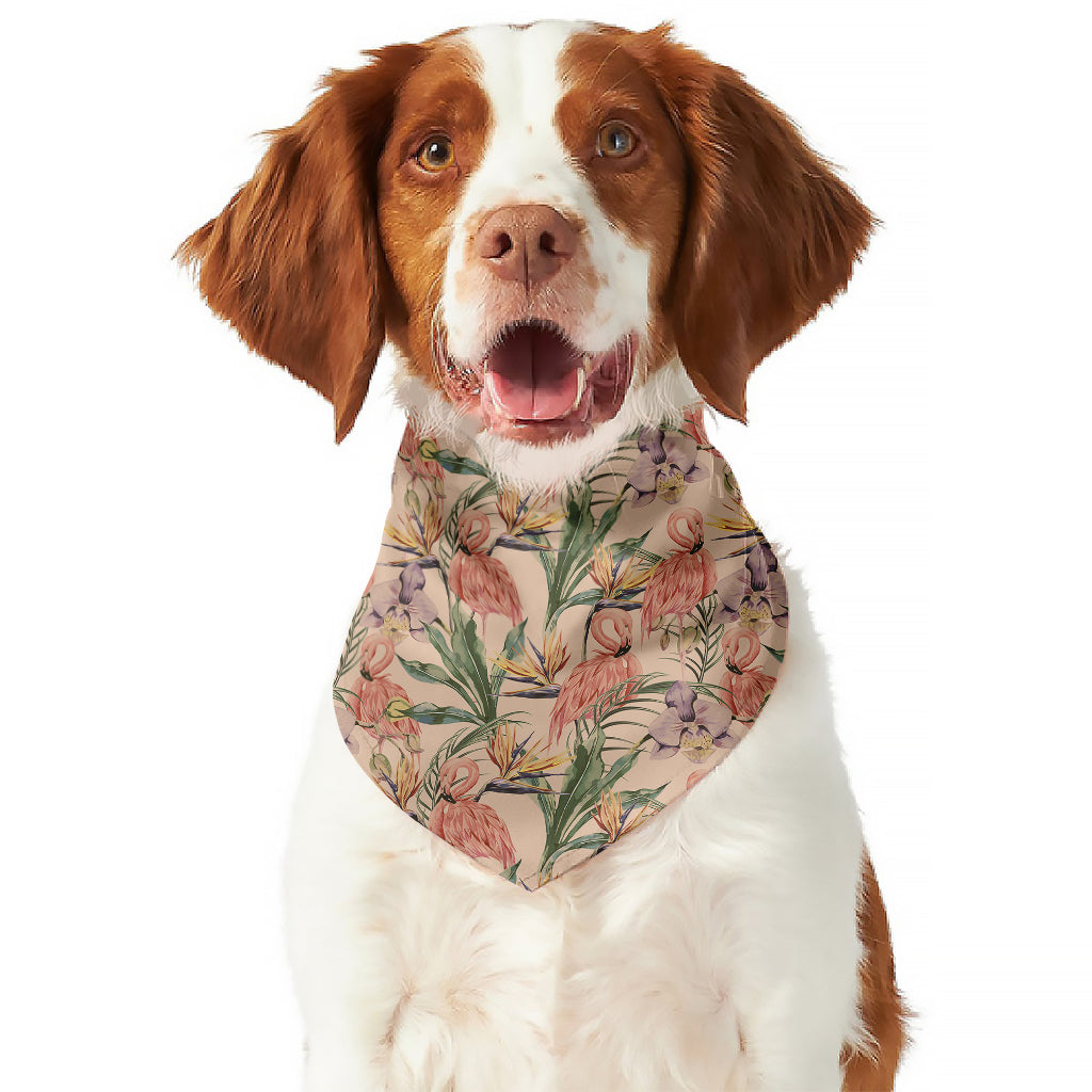 Vintage Flamingo Pattern Print Dog Bandana