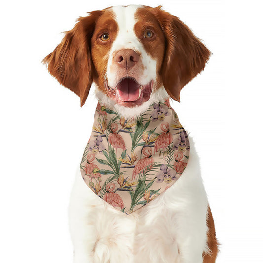 Vintage Flamingo Pattern Print Dog Bandana