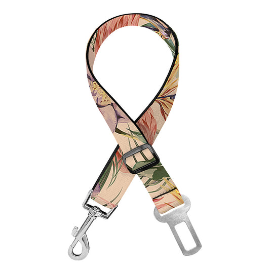 Vintage Flamingo Pattern Print Dog Seat Belt