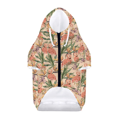 Vintage Flamingo Pattern Print Dog Zip Up Hoodie