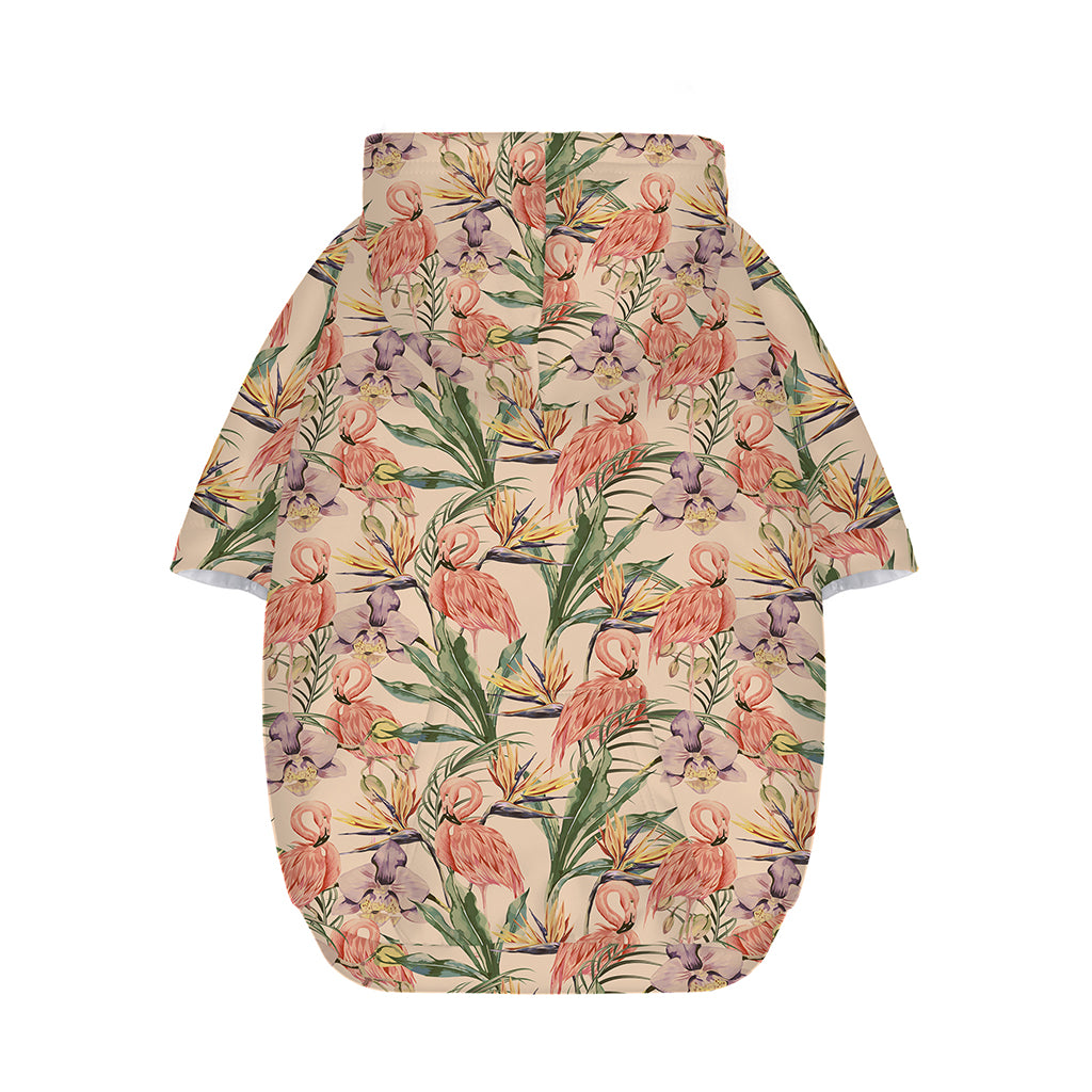 Vintage Flamingo Pattern Print Dog Zip Up Hoodie