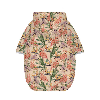 Vintage Flamingo Pattern Print Dog Zip Up Hoodie