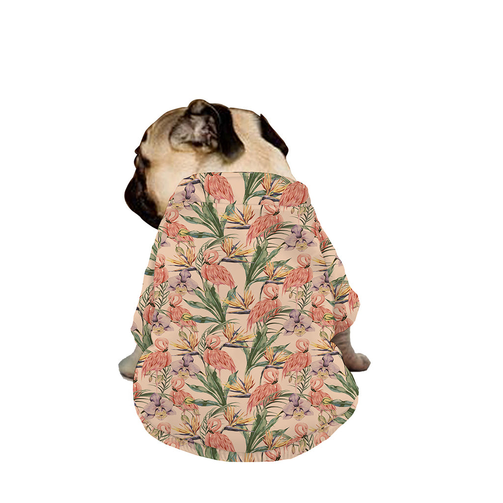 Vintage Flamingo Pattern Print Dog Zip Up Jacket