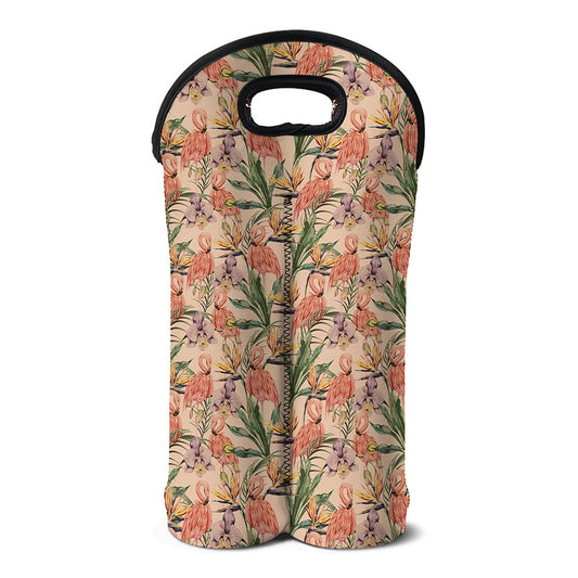 Vintage Flamingo Pattern Print Double Neoprene Wine Tote