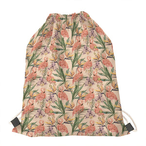 Vintage Flamingo Pattern Print Drawstring Bag