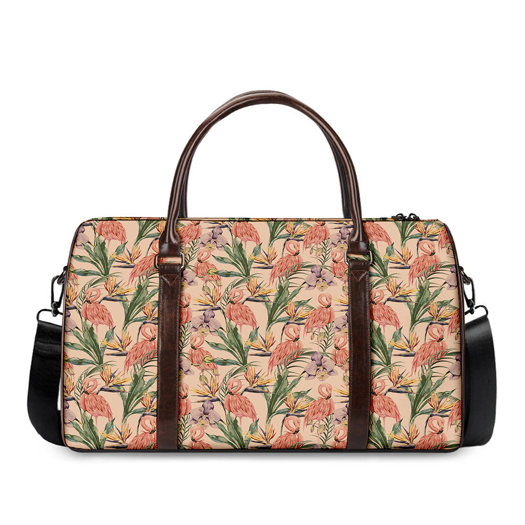 Vintage Flamingo Pattern Print Duffle Bag