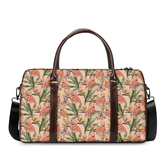 Vintage Flamingo Pattern Print Duffle Bag